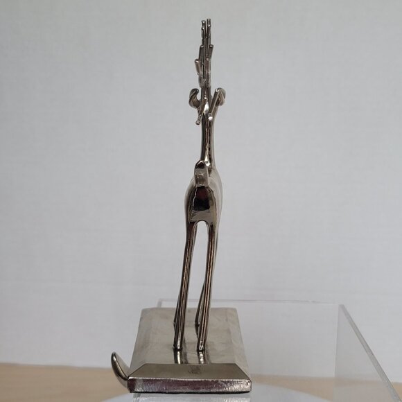 Reindeer Christmas Silver Tone Stocking Holder Hanger Mantel Decoration Set of 2 - Picture 8 of 16